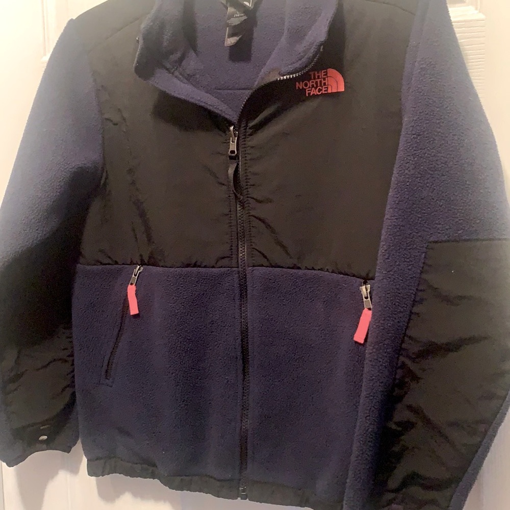 Blue North face large boys fleece zip up jacket
